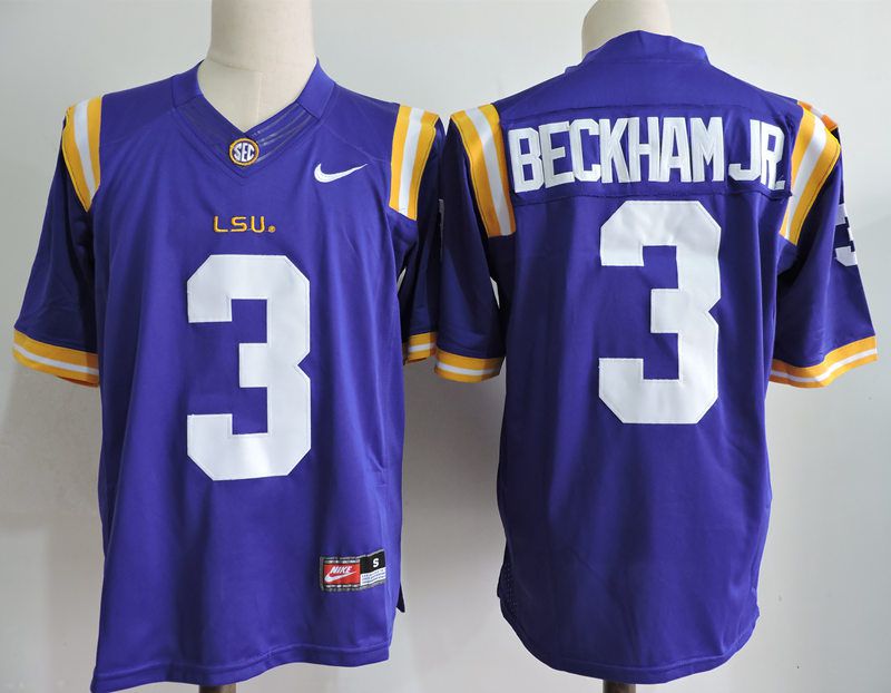 Men LSU Tigers #3 Beckham jr Purple Nike 2025 NCAA Jersey